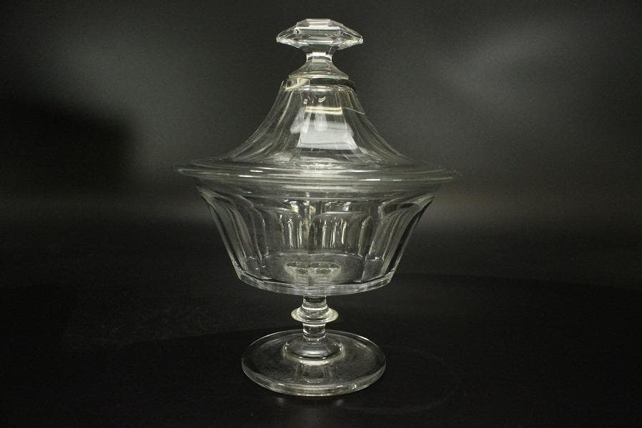 義山 ギヤマン 硝子 キャンディーボール 蓋物 時代物(ZE726)