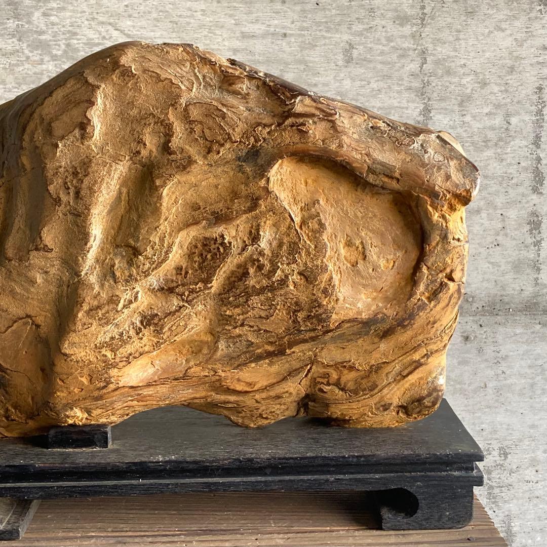 木化石 珪化木 天然 大型 置物 オブジェ 花器 フラワーベース 台座付 レトロ