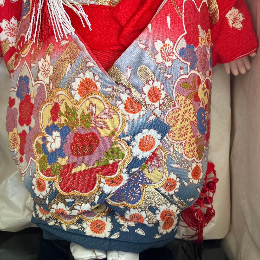 市松人形 赤い花柄　［松乾斎東光作］