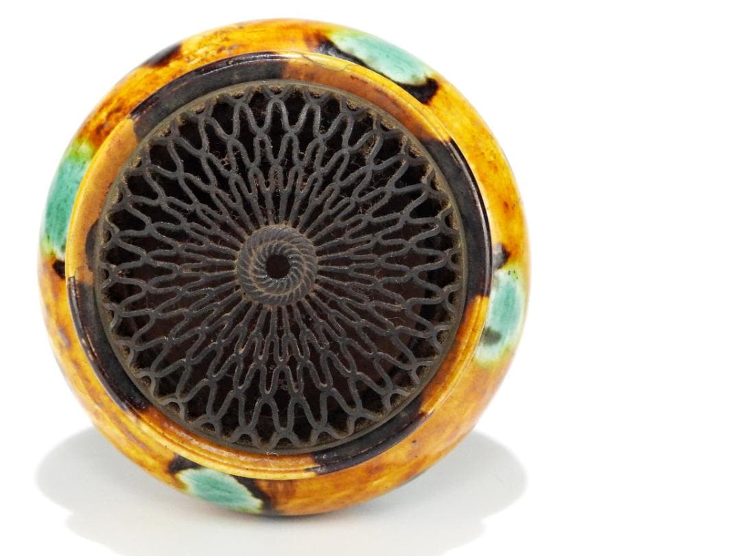 中国美術 時代 三彩 香炉 公勝 造 銀火舍