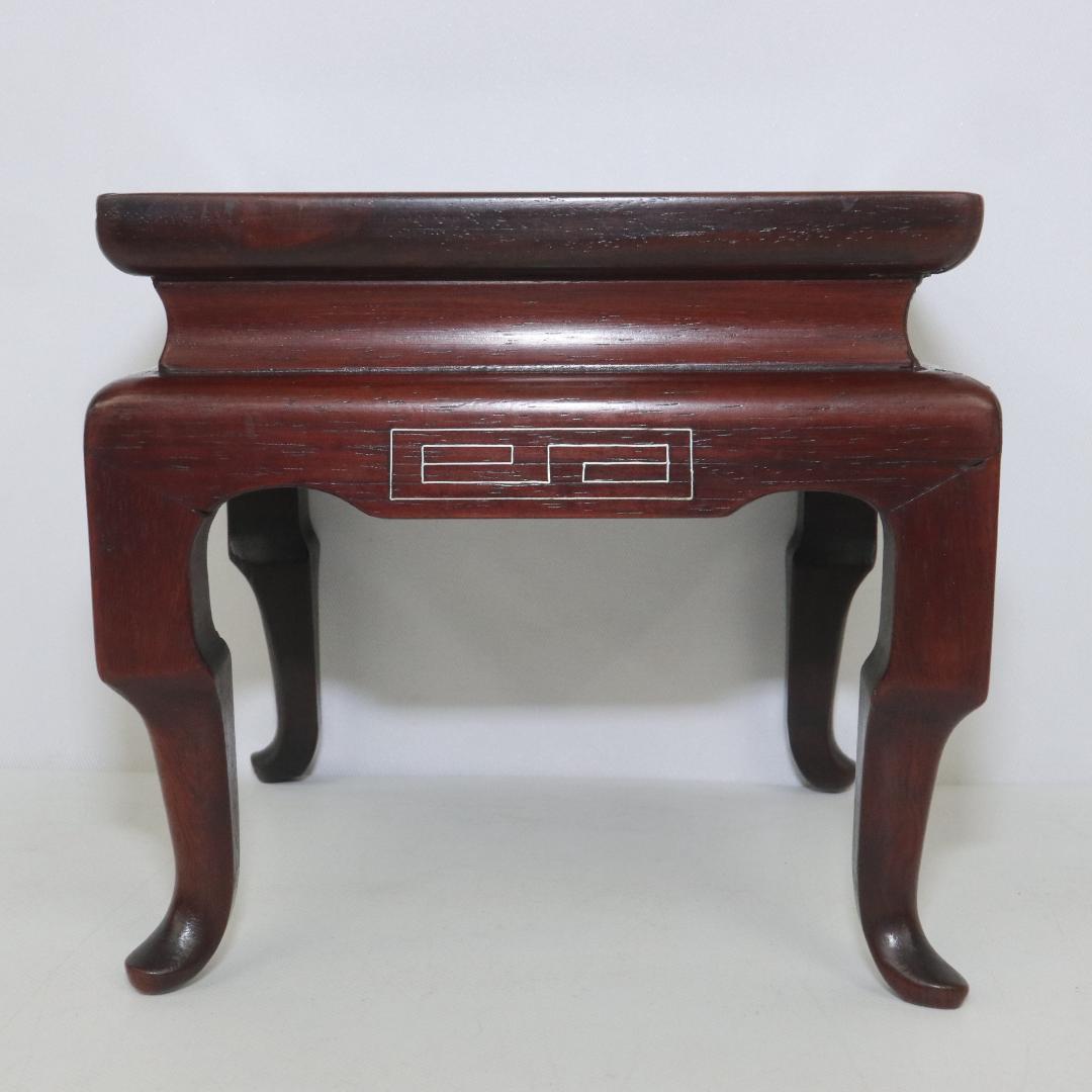 銀象嵌　唐木　花台　アンティーク