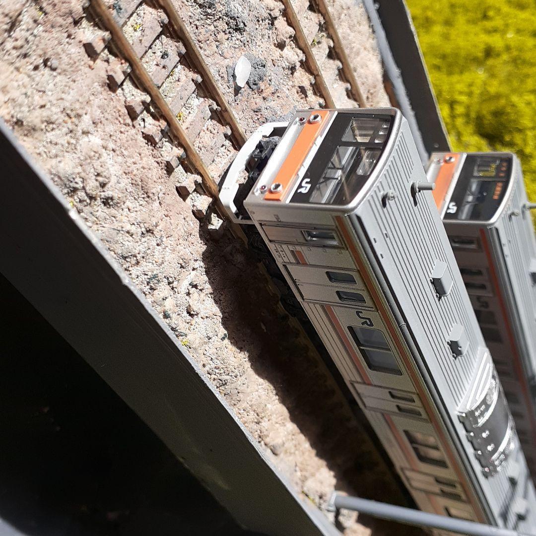 自作鉄道ジオラマ 掘割の中の街並み