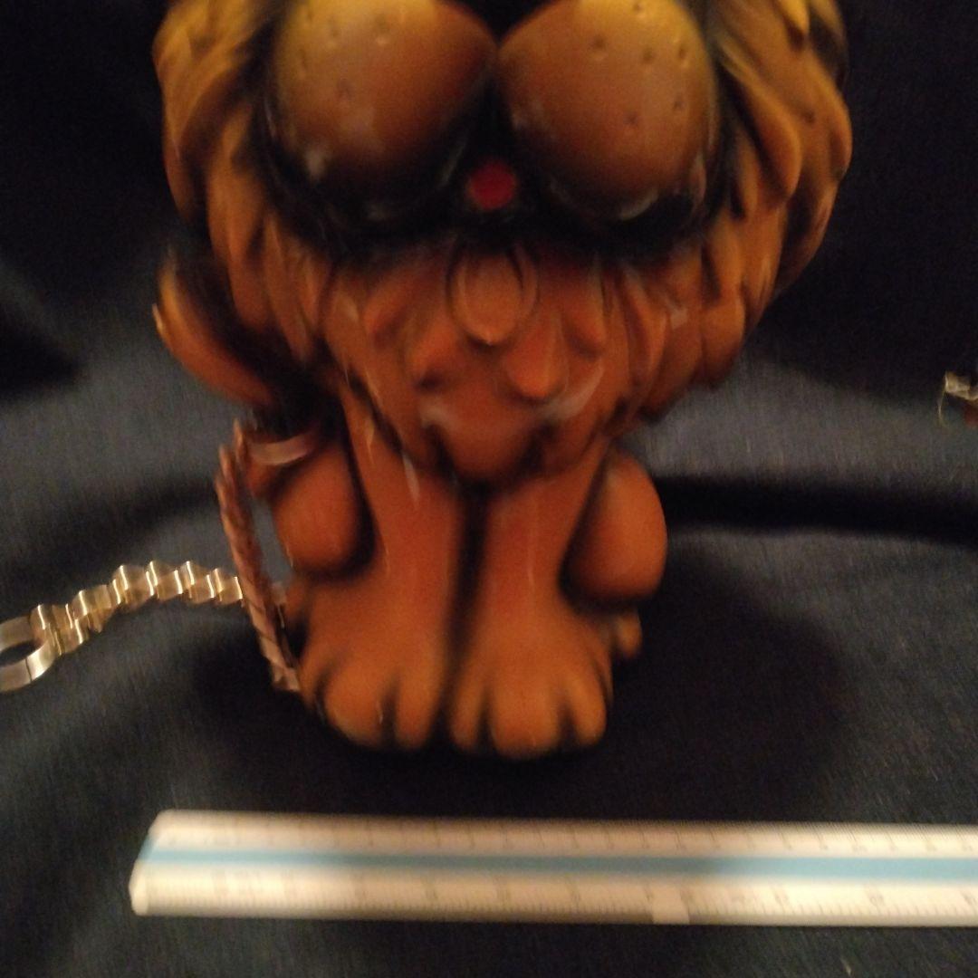 昭和レトロライオン型陶器製特大貯金箱　ビンテージ雑貨 チェーン付き