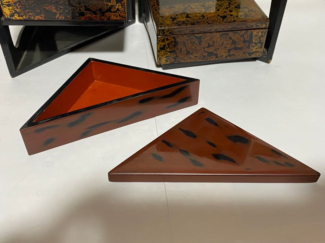 ♦明治時代工芸品 花見 野立て用 四段携帯弁当箱 提重 漆器 古美術品 骨董品