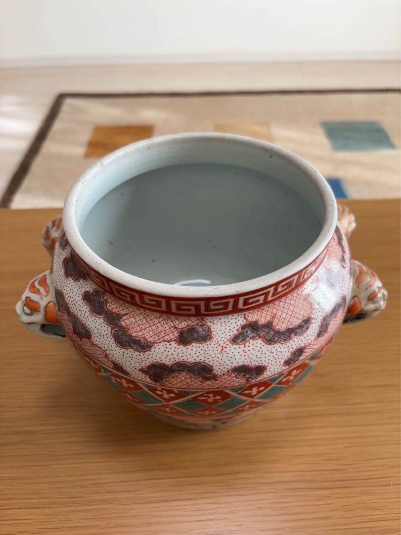 古伊万里盛期獅子耳水指 茶道具 水指 陶磁器 時代 陶芸