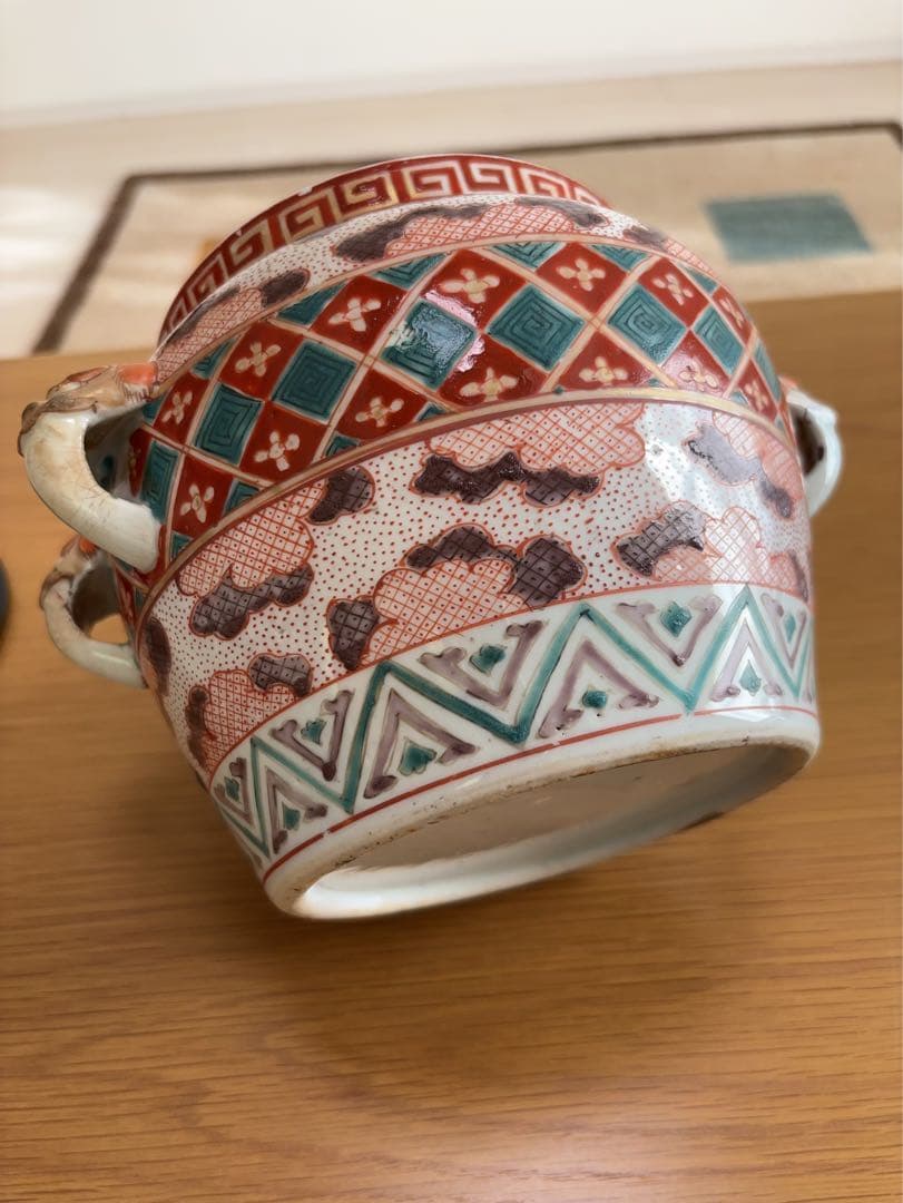 古伊万里盛期獅子耳水指 茶道具 水指 陶磁器 時代 陶芸