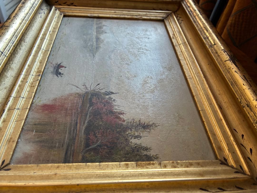 アンティーク　絵画　油絵　額付き　インテリア　装飾　1800年代　アメリカ