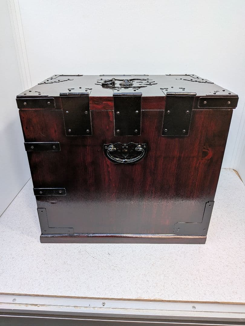 b746、時代 箪笥 懸硯 鍵付き 古民芸 小箪笥 引出し 掛硯 硯箱