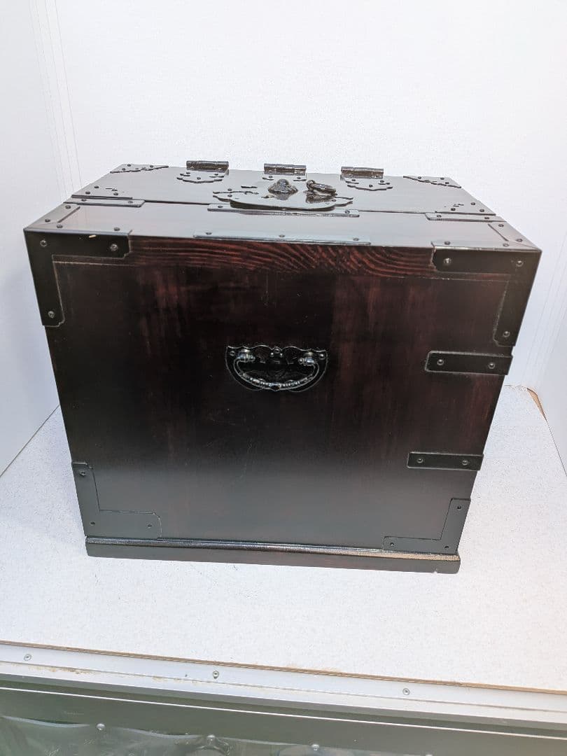 b746、時代 箪笥 懸硯 鍵付き 古民芸 小箪笥 引出し 掛硯 硯箱