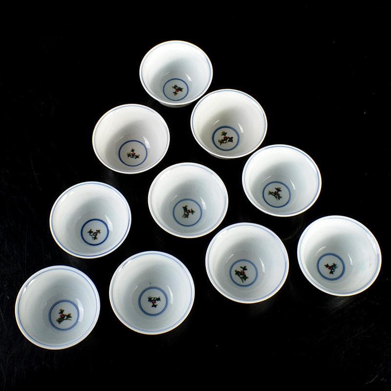 九谷焼　堀江青光作　色絵唐子文　波出茶碗　10客　共箱　V　6232C