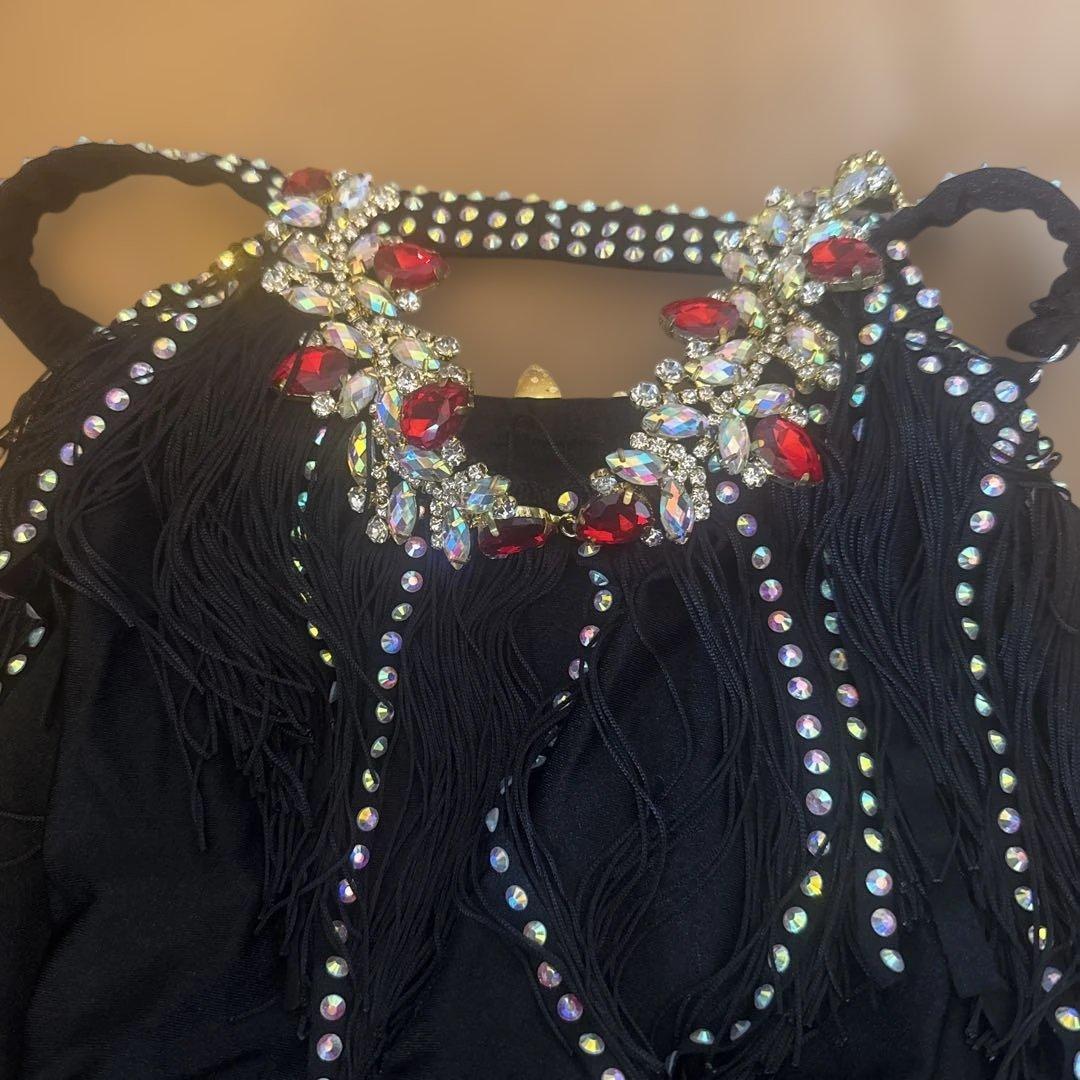 ◯フリンジ　ブラック　ベリーダンス　オリエンタル衣装◯black