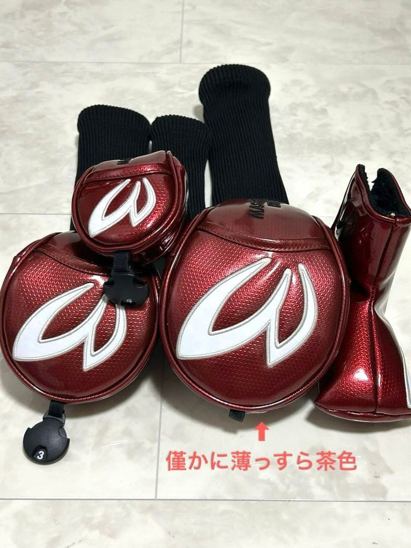 美品　マスターバニー　ツアーレッド　キャディバッグ　ヘッドカバー　エナメル　６点