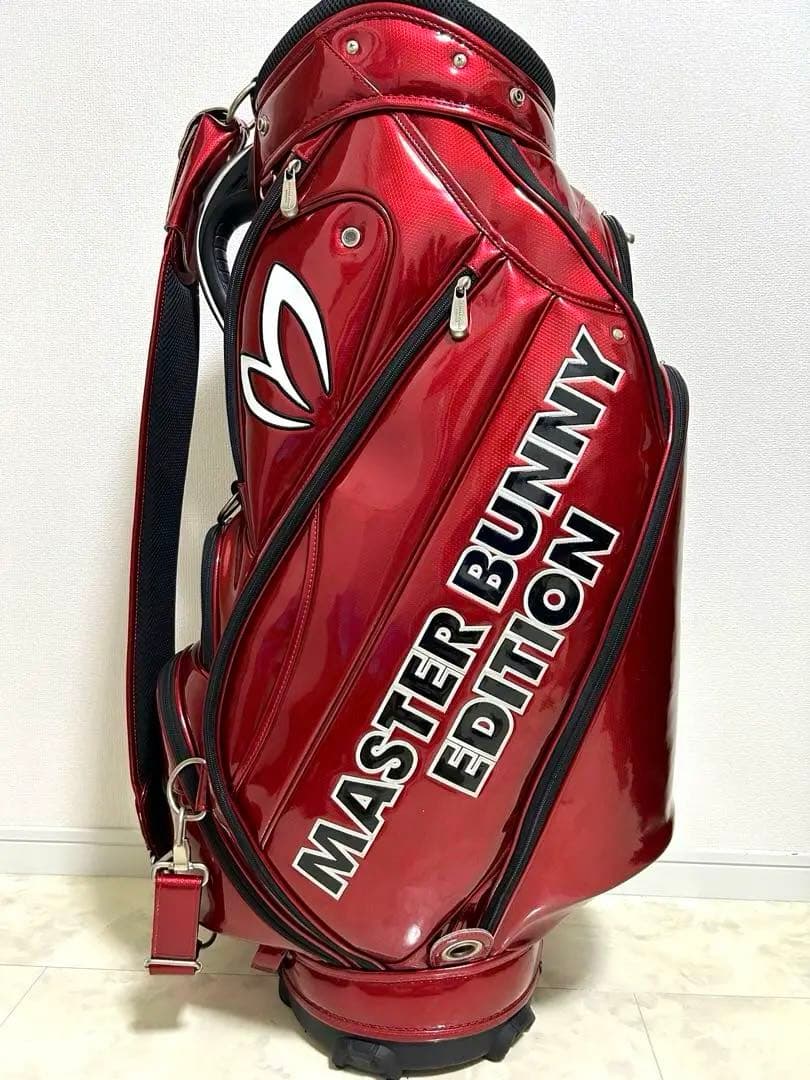美品　マスターバニー　ツアーレッド　キャディバッグ　ヘッドカバー　エナメル　６点