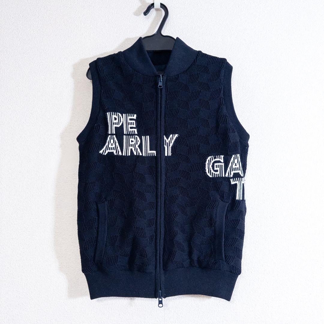 PEARLY GATES 変形チェックスタンドネックベスト レディース