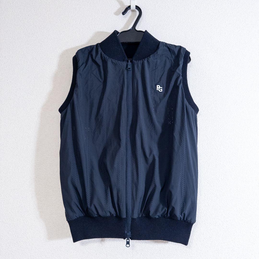 PEARLY GATES 変形チェックスタンドネックベスト レディース