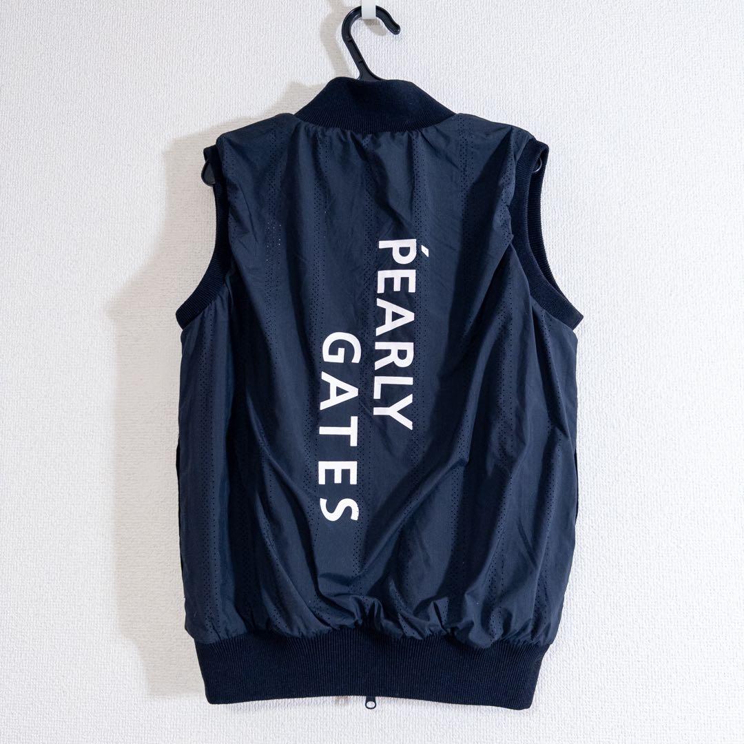 PEARLY GATES 変形チェックスタンドネックベスト レディース