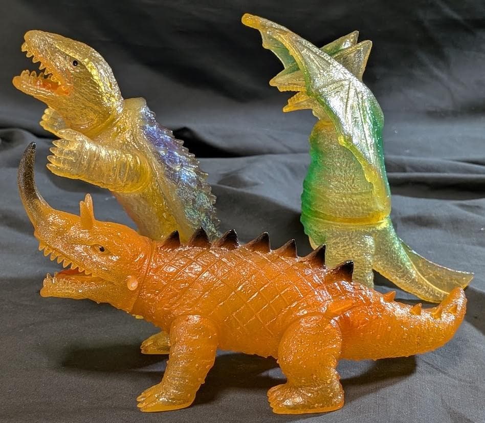 昭和ガメラ＆バルゴン＆ギャオス（日東復刻）クリアミドルソフビフィギュア３体セット
