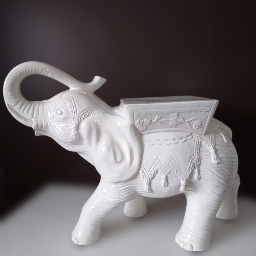 北欧風　ホワイトエレファント　象　飾り台　花台　縁起物
