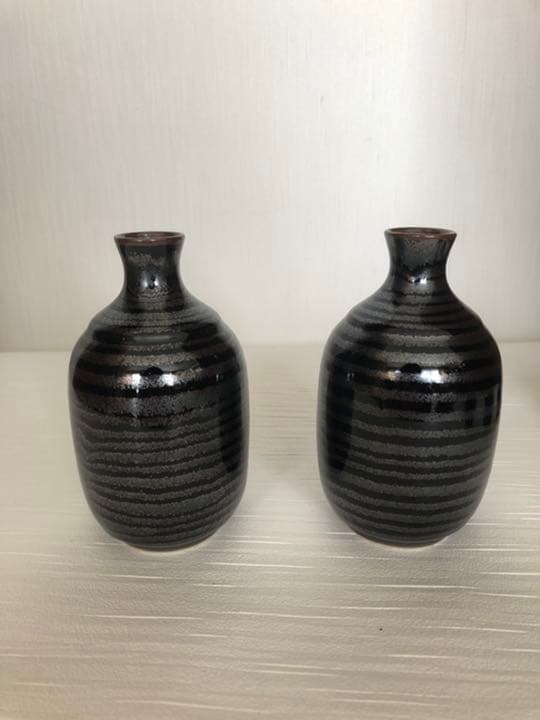 酒器揃　青木龍山　天目渚