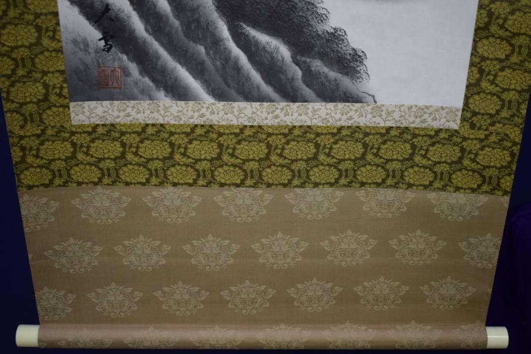 真作/大雪/山水人物図/布袋屋掛軸HI-211