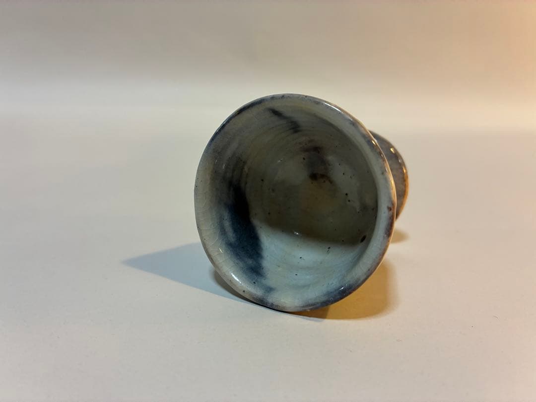 北大路魯山人 粉引ソギ色絵馬上杯 黒田陶々庵識箱