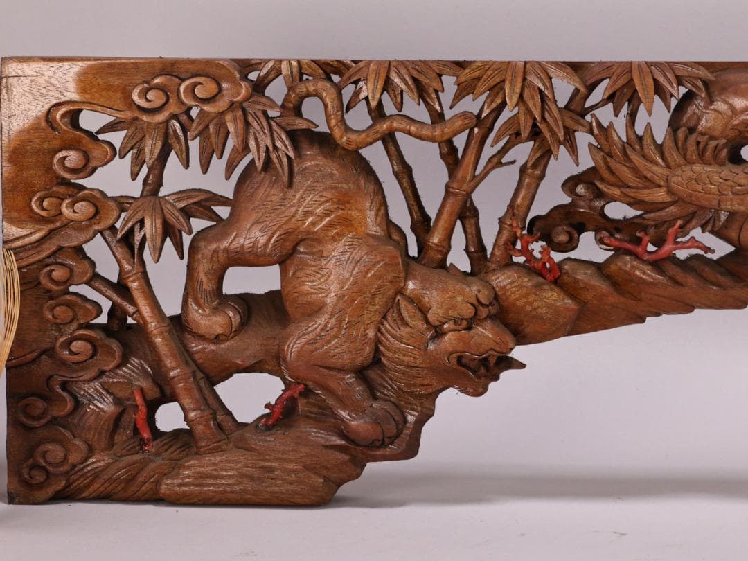 Digger Vintage　BK180　彫刻 木彫　龍虎図　蟇股　玉眼