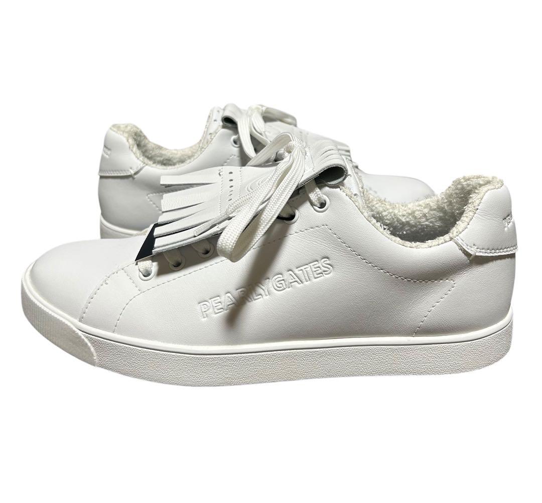 新品 パーリーゲイツ ゴルフシューズ キルトタンローカット ホワイト 24.5㎝