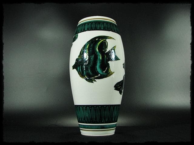 北出 塔次郎 瑞潮 色絵 花入 九谷 花器 師波山憲吉 四方桟共箱 d87