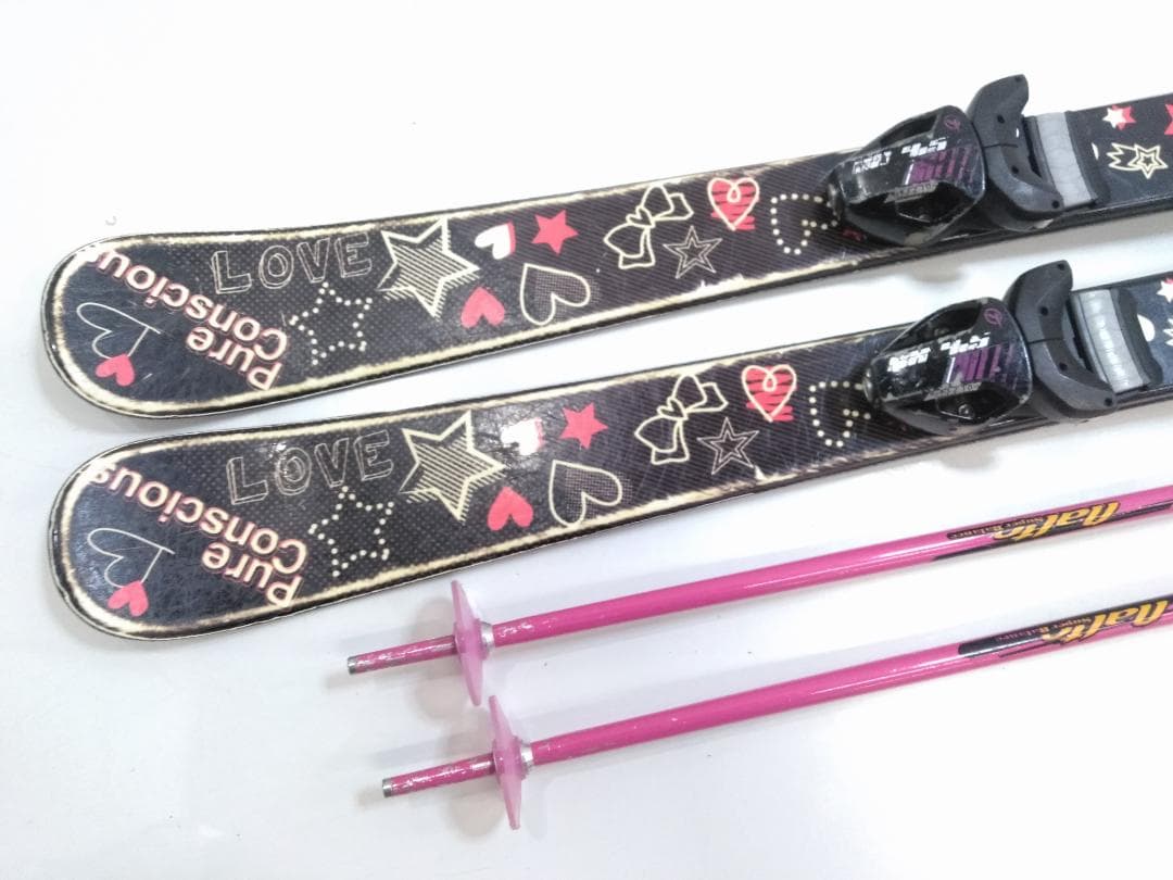 女の子 ジュニアスキー5点セット ピュアコンシャス 100cm 靴 20cm◇