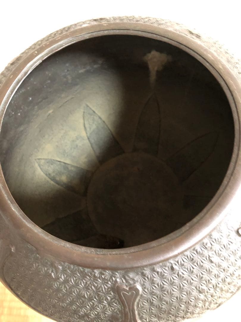 骨董　中国　明時代　古銅龍耳桃鈕壺　大型