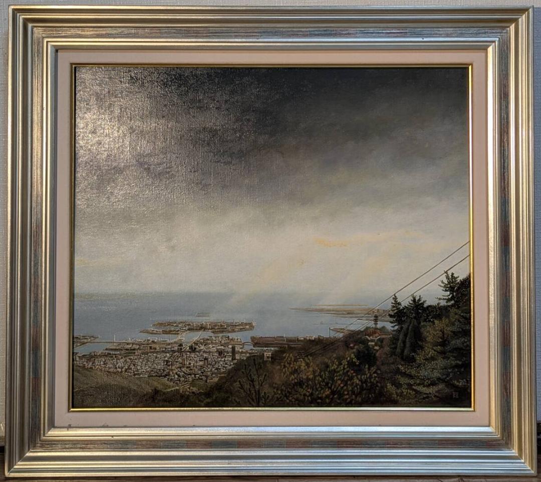 【真作】絵画　廣岡真知子　油彩10号　雨あがり　写実風景　箱・黄袋入　Y34