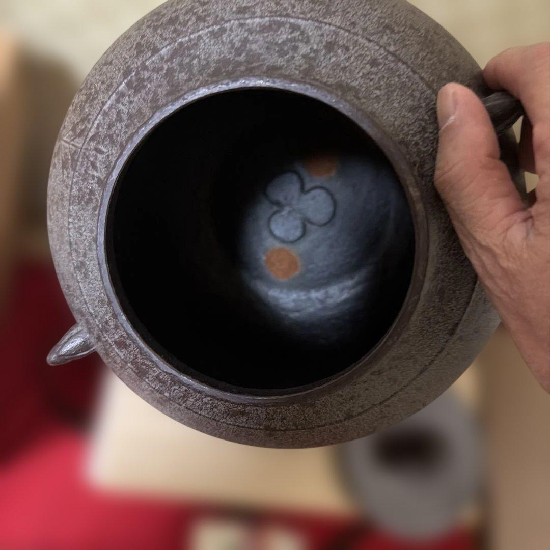 初だし品　　茶釜　真形釜　人間国宝　釜師　高橋敬典　銅蓋　共箱　茶道具