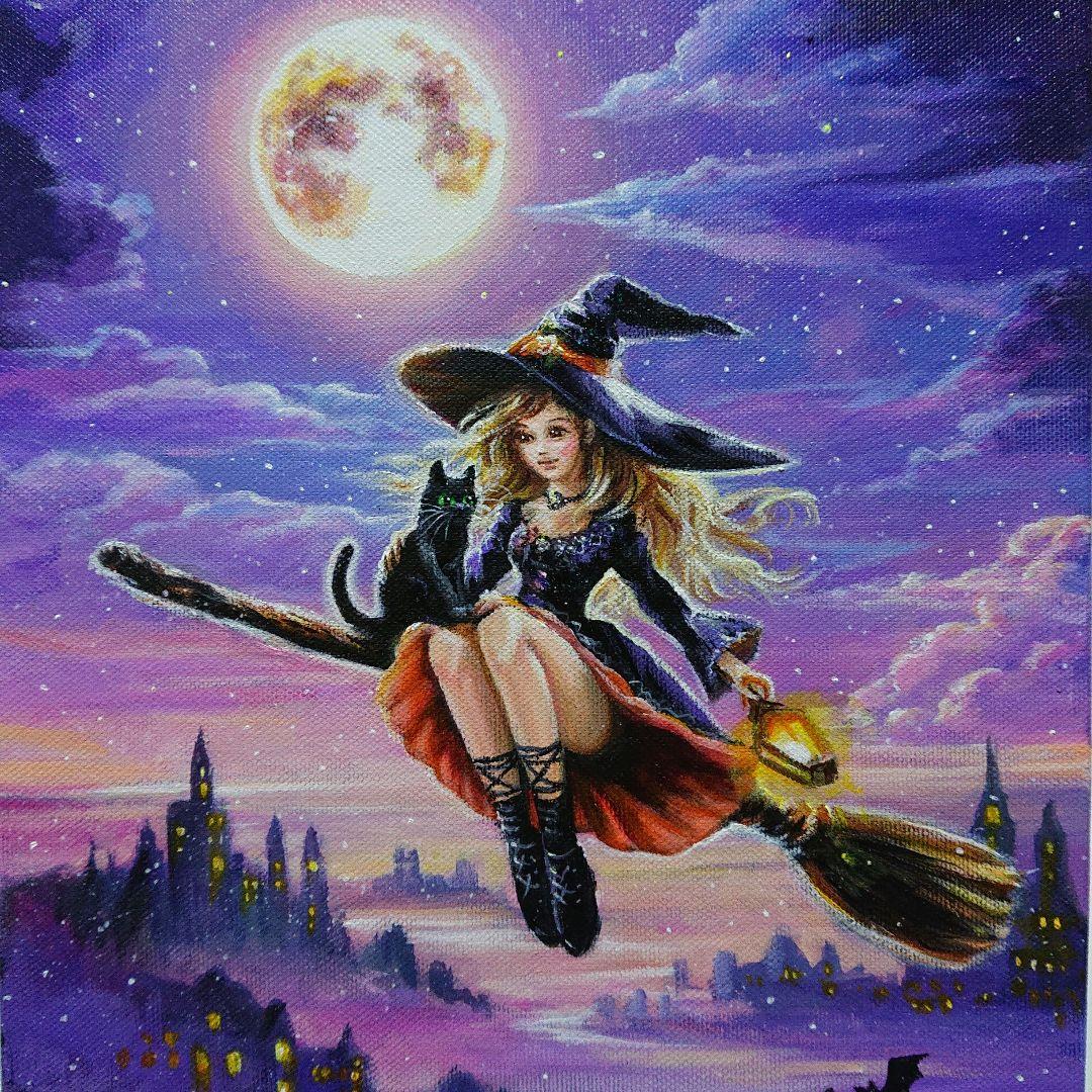 n*y様 【黒猫と共に】アクリル画 F3 風景画 絵画