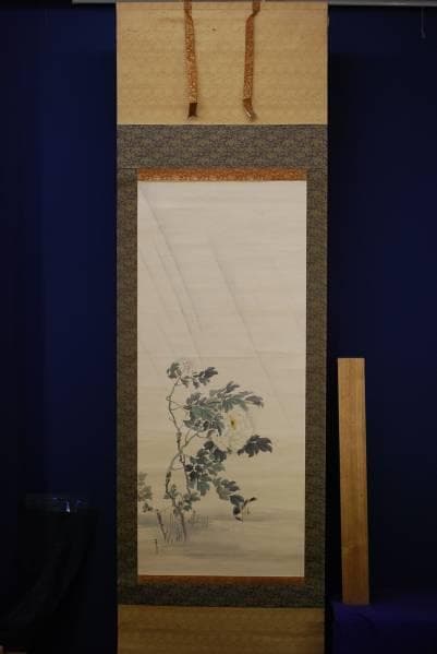模写/松村景文/牡丹に小禽図/布袋屋掛軸HC-111