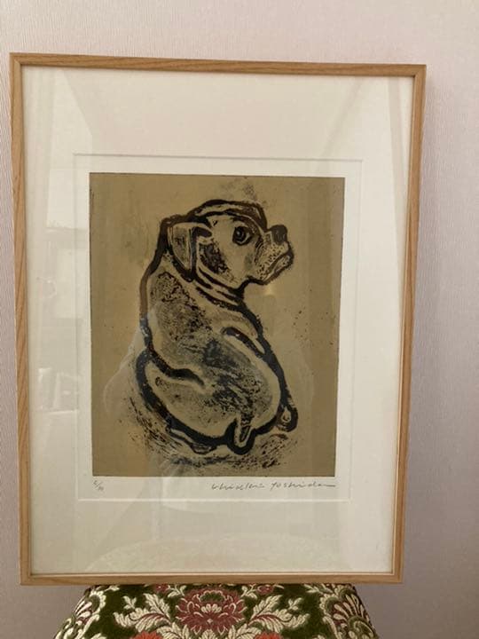 吉田千秋　版画　フレンチブルドッグ