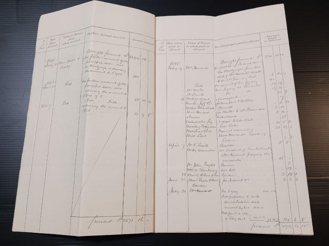 19世紀 英国 遺産会計帳 原本 手書き文書