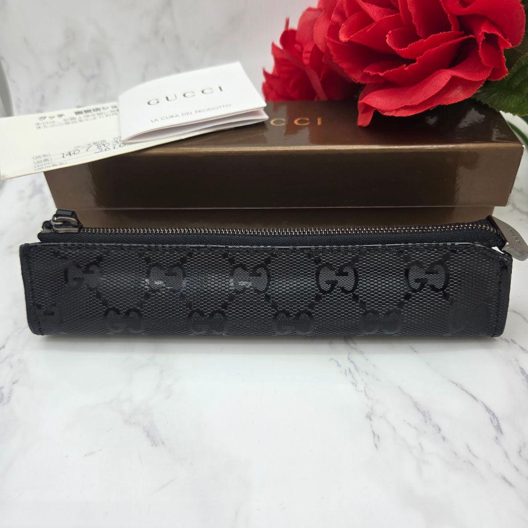 【未使用に近い】 GUCCI ペンケース 筆箱 GG インプリメ ブラック