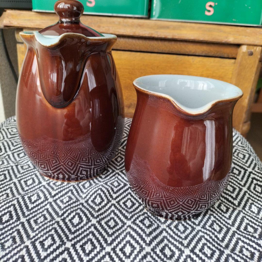 イギリス　ビンテージ　denby コーヒーポット　＆　クリーマー