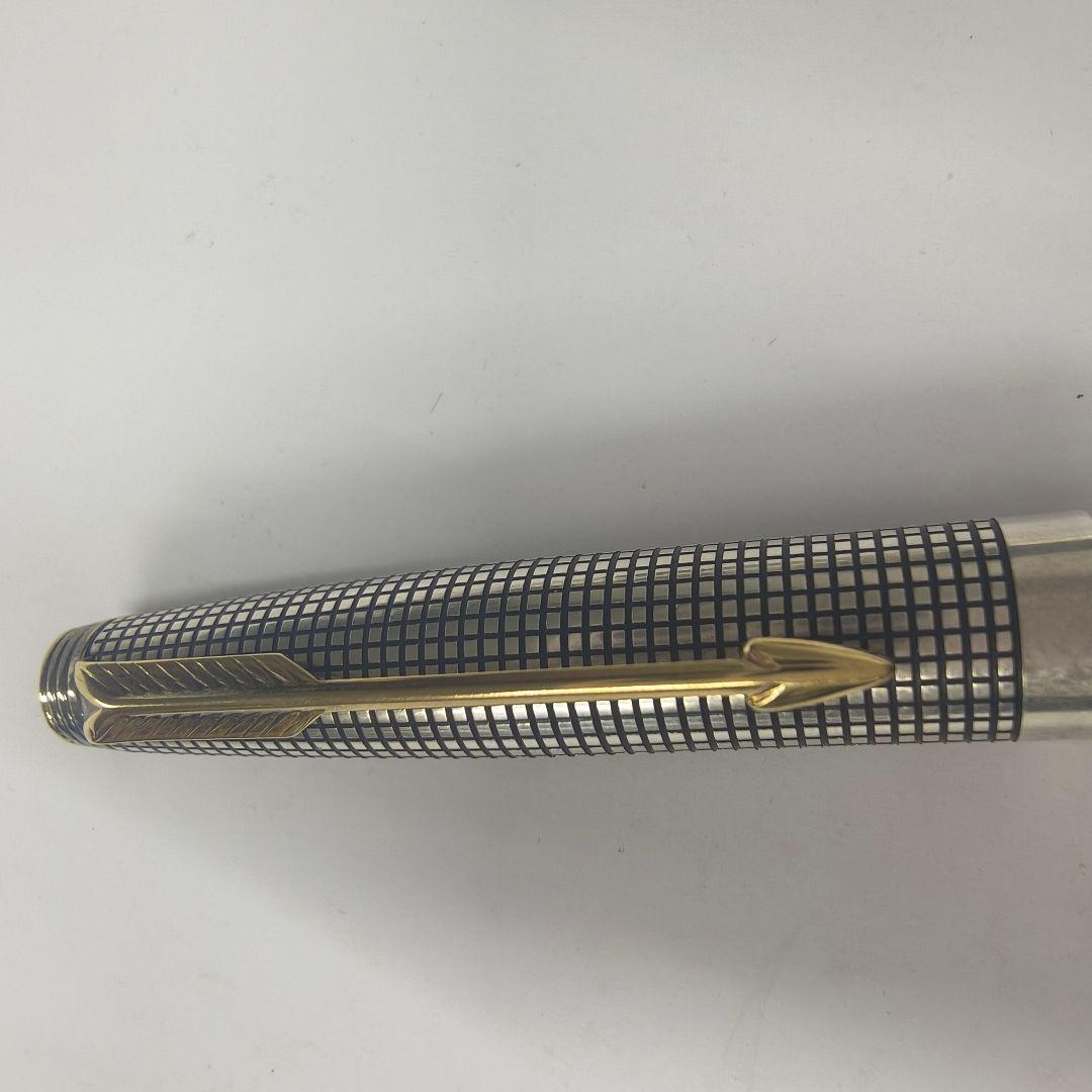 Parker ペン先14Kゴールド　チェック柄 万年筆 スターリングシルバー