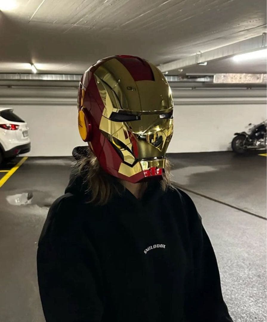 アイアンマンヘルメット自動開閉　音声認識開閉可能　AUTOKING ゴールド