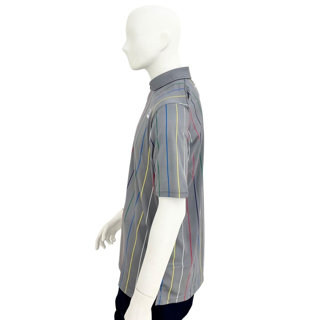 エリートグリップ　ラフウォーター　ポロシャツ　ストライプ　グレー　Lサイズ