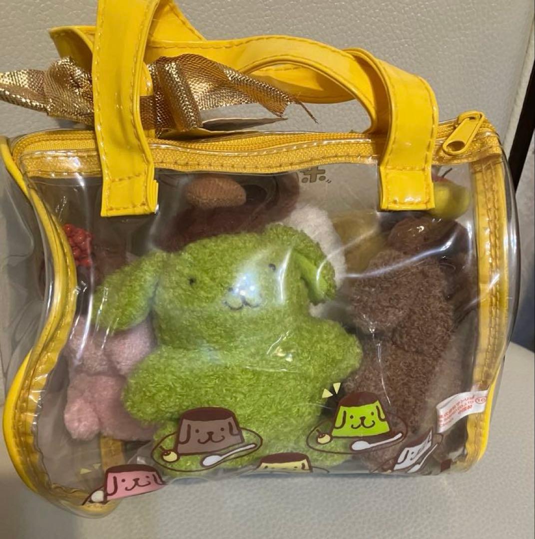 ポムポムプリン　ぬいぐるみセット　ビニールポーチ付き
