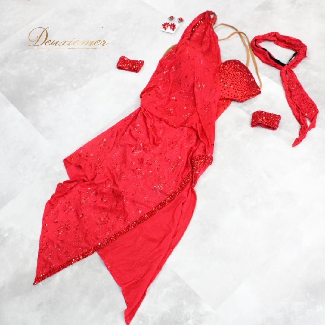 【社交ダンス衣装】レッド HIROKO YAMAGUCHI ドレス ワンピース