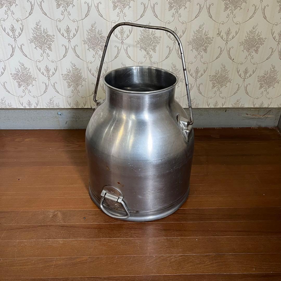 【アンティーク】昭和レトロ ステンレス ミルクタンク 牛乳缶 ジャンクガーデン
