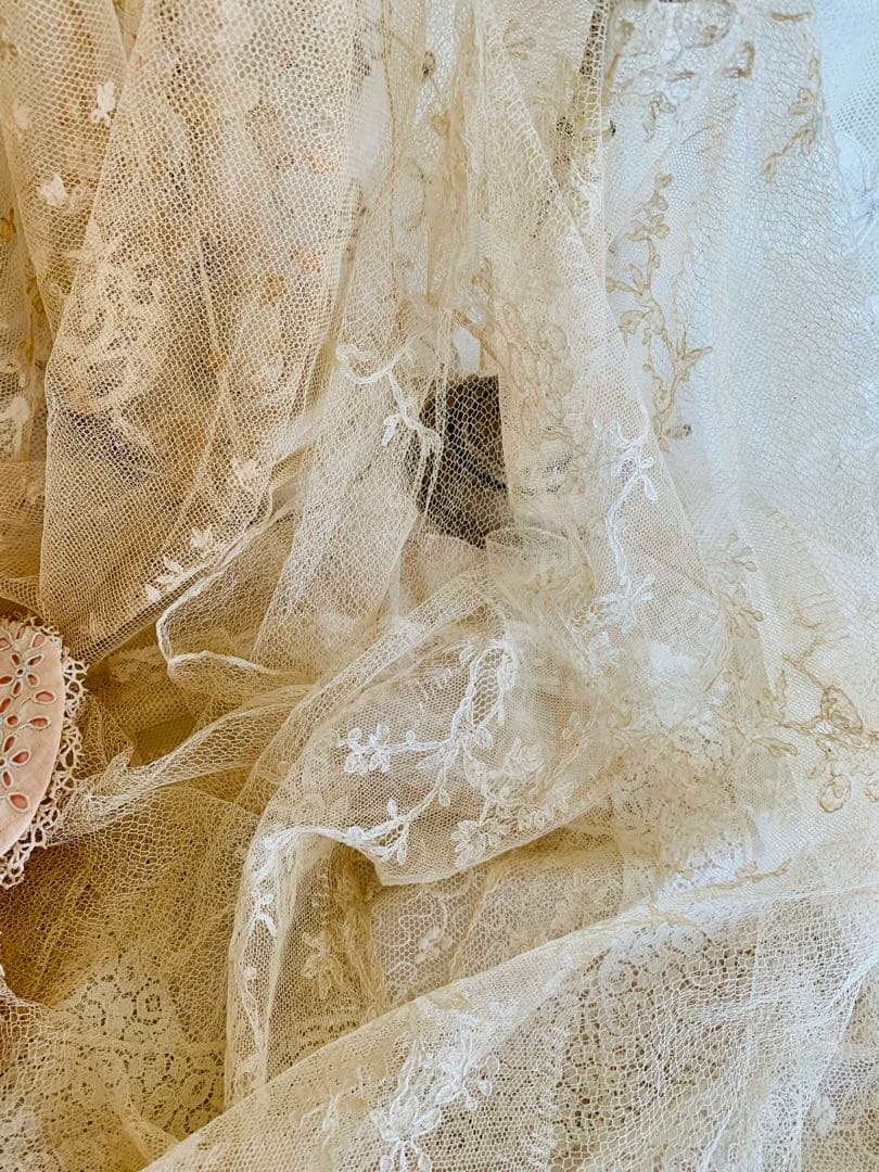 フランスアンティークチュールレースヴェール2点※アプリカシオンプリンセスレース