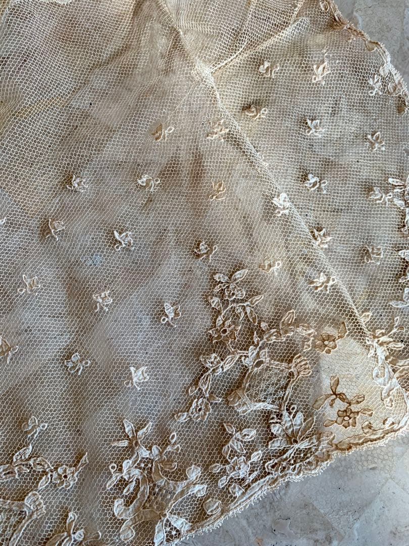 フランスアンティークチュールレースヴェール2点※アプリカシオンプリンセスレース