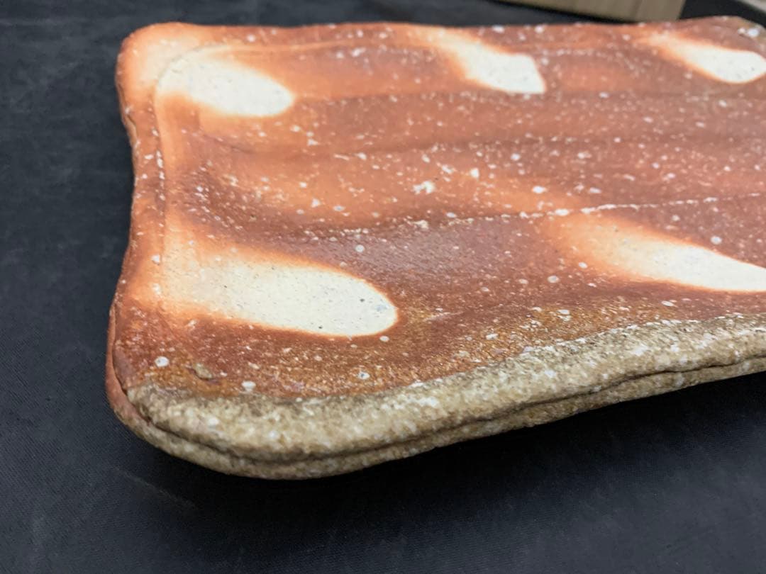 高橋春斎　信楽焼　長方皿　栞共箱　懐石料理料亭皿