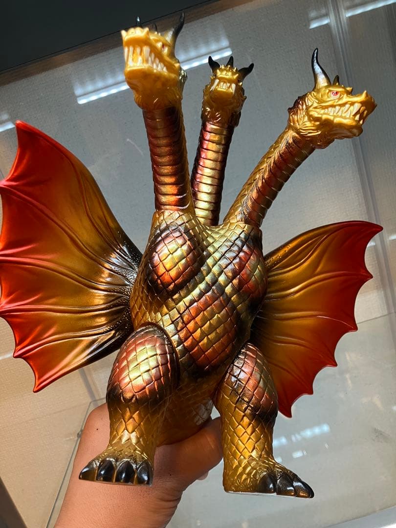 カスタムペイント　キングギドラ ソフビ　バーニングギドラ　ノーブランド　ゴールド