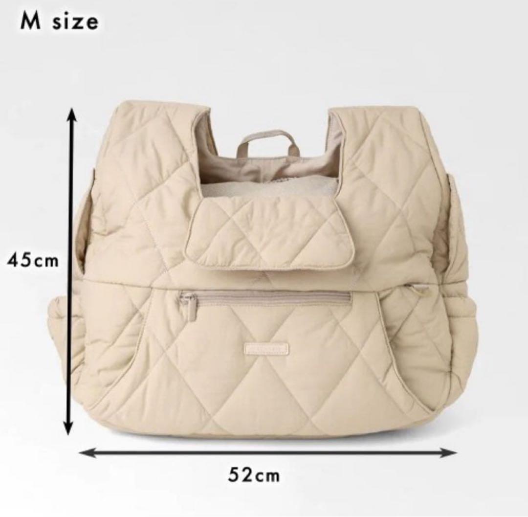 【未使用】moncheri キルティングメッシュ付きフロントバッグ★M★ベージュ