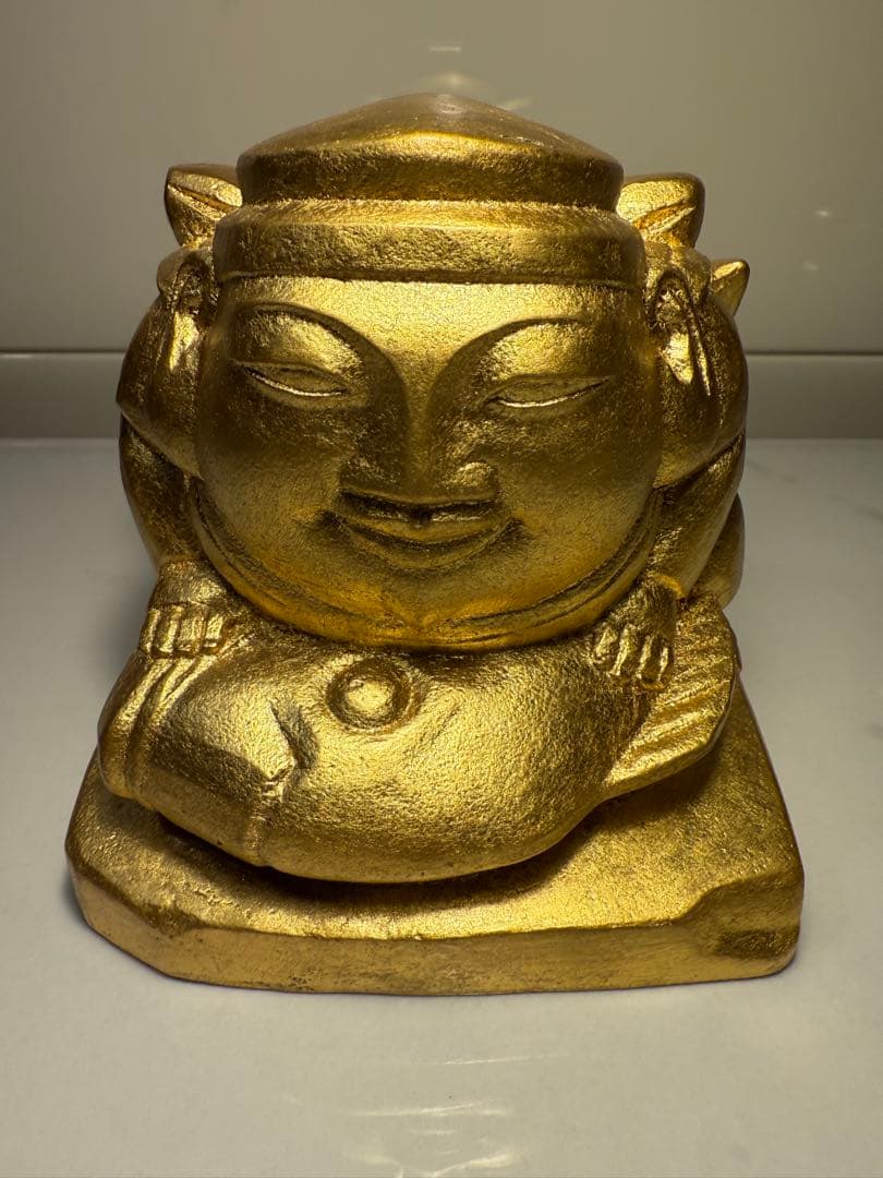 平櫛田中作　福徳恵比須座像　金箔ブロンズ像　田中名刻印